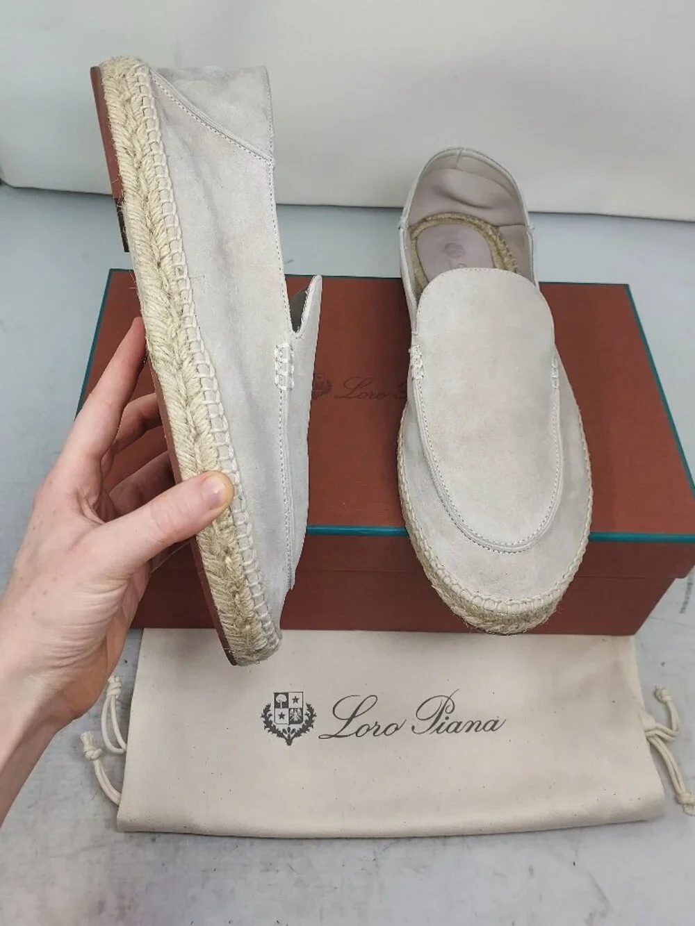 Loro Piana MENS Beige Seaside Walk Suede Espadrille